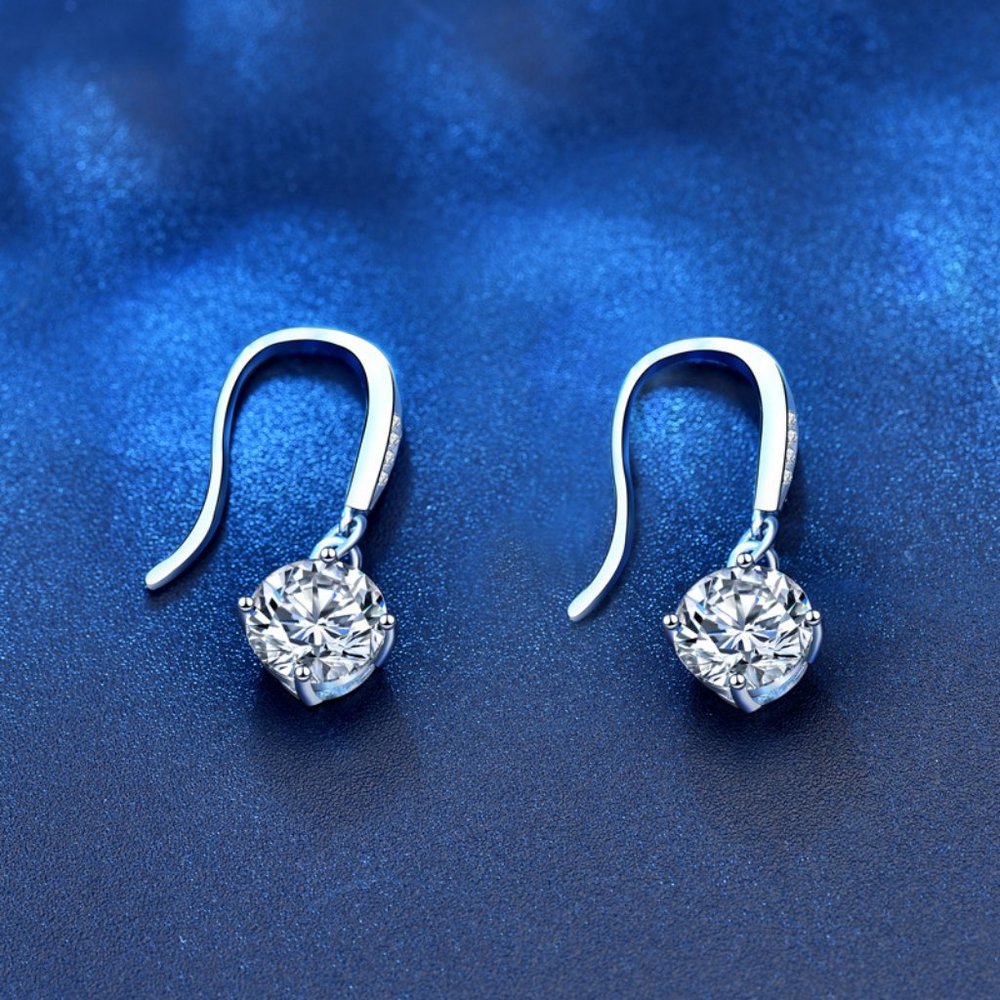 Certified 2ct. t.w. Moissanite Diamond Drop Earrings NEW - Picture 7 of 10